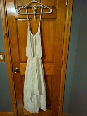 Lightweight White Halter Maxi Dress